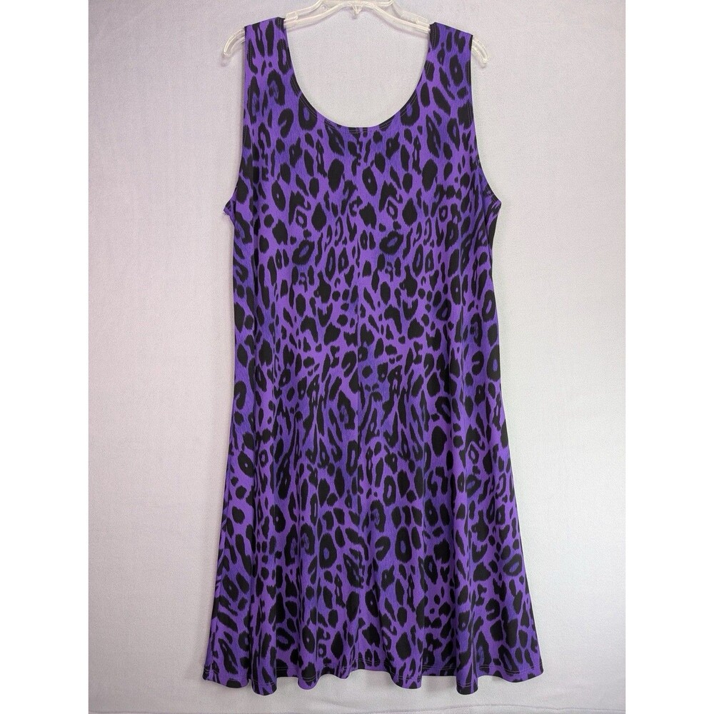 J & JL Fashion Purple Leopard Print Sleeveless Tunic Tank Dress USA - Picture 6 of 6